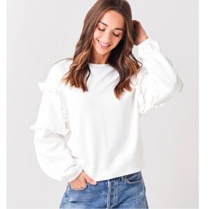Rebecca Minkoff‎ Evelyn Sweater Ruffle Long Sleeve Sweatshirt - SMALL